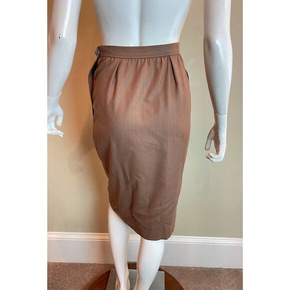 Saint Laurent Rive Gauche Suit Womens 34 XS Brown Double Breasted Blazer Skirt - Picture 9 of 12